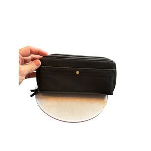 Genuine Leather Zip Wallet With Card Slots & ID Window For Men & Women